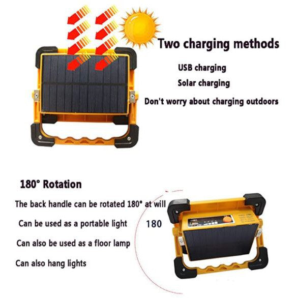 Portable LED Outdoor Spotlight Mutlifunctional Solar Energy Charging 60W Fishing Camping Portable Torch Light TML