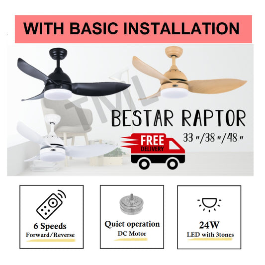 [Installation] Bestar Raptor Ceiling Fan with 24W LED Light 33inch 38inch 48inch 33" 38" 48"