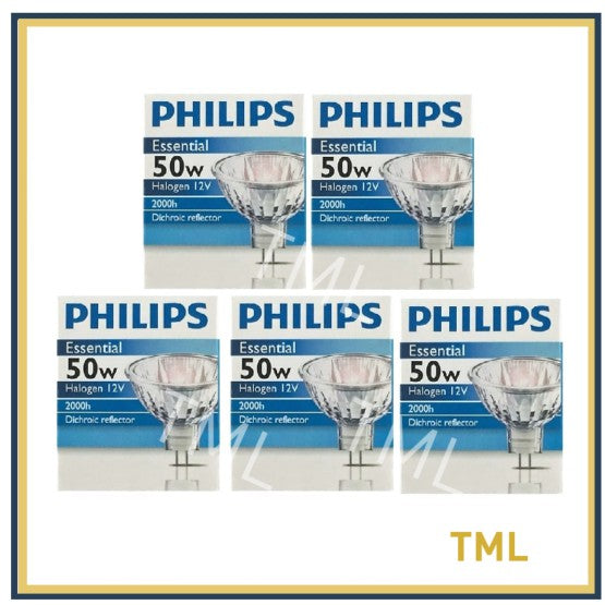 [Bundle 5/ Bundle 4] Philips Halogen Bulb 50W GU5.3 Essential MR16 12V TML