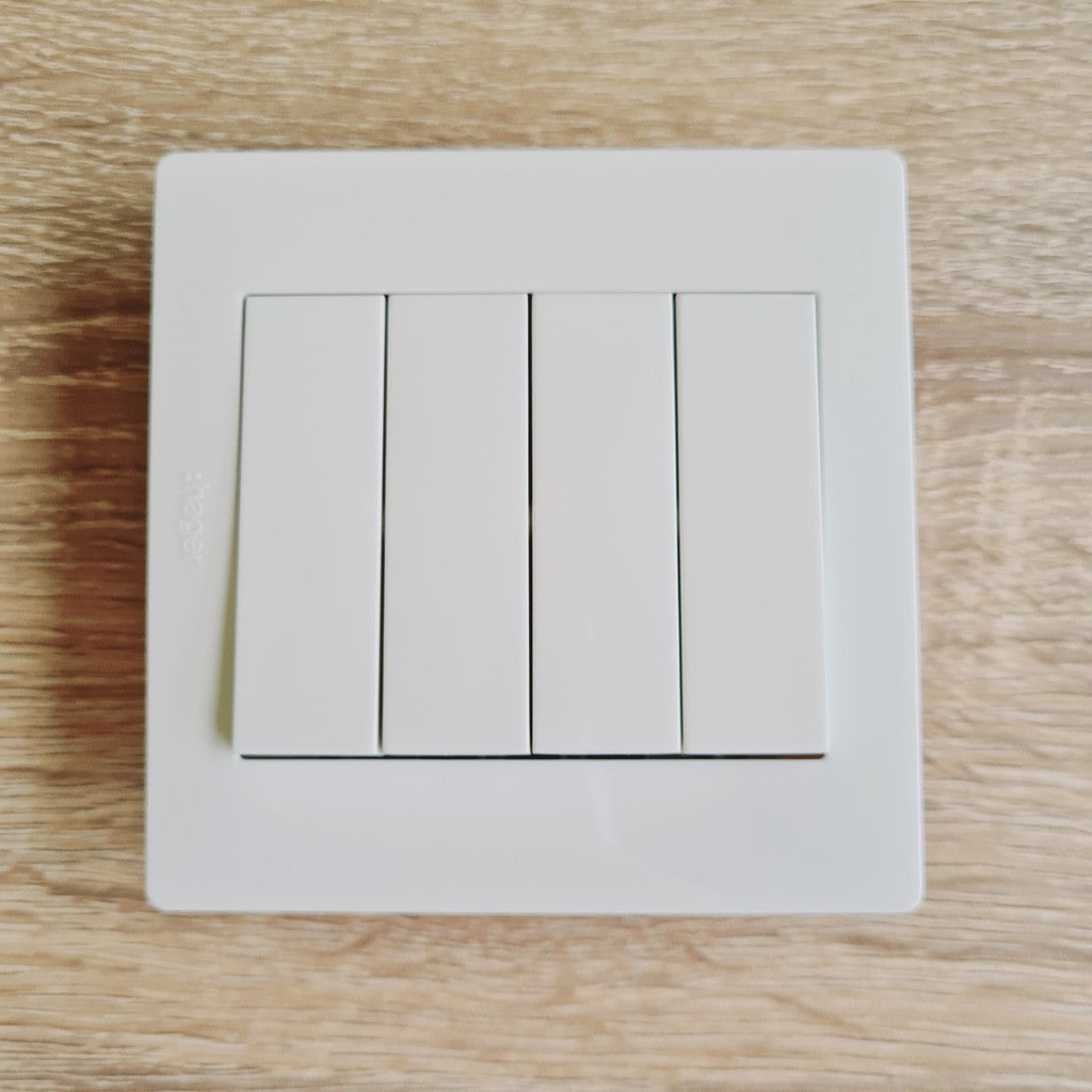 Hager 4Gang 4G 4G1W 4G2W Quadruple Wall Switch White