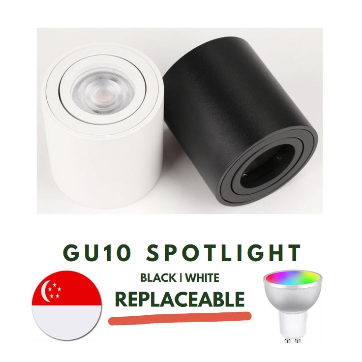 Premium LED GU10 Adjustable Spotlight Cylindrical Black White Replaceable GU10 Rotatable TML