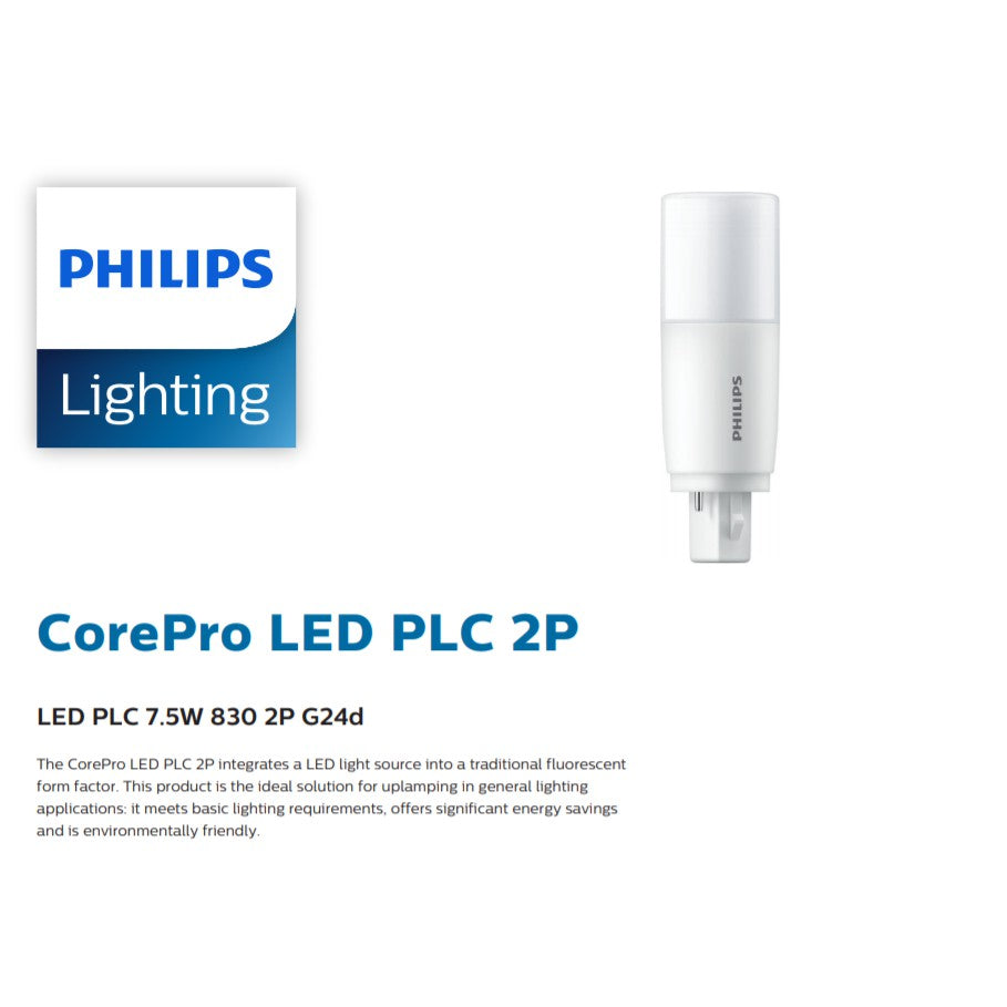 [Bundle of 4] Philips LED PL-C PLC 2P 2Pin G24D 7.5W 9W MyCare Retrofit for 13W 18W PLC fluorescent tube