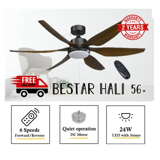 Bestar Hali DC Ceiling Fan with 24W LED Light 48" 56"