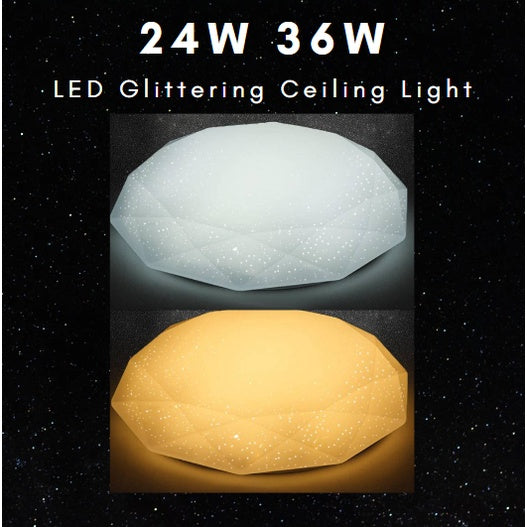 TML Minimal LED Ceiling Light Glittering Star Design 36W Tri-tone Daylight Warm White