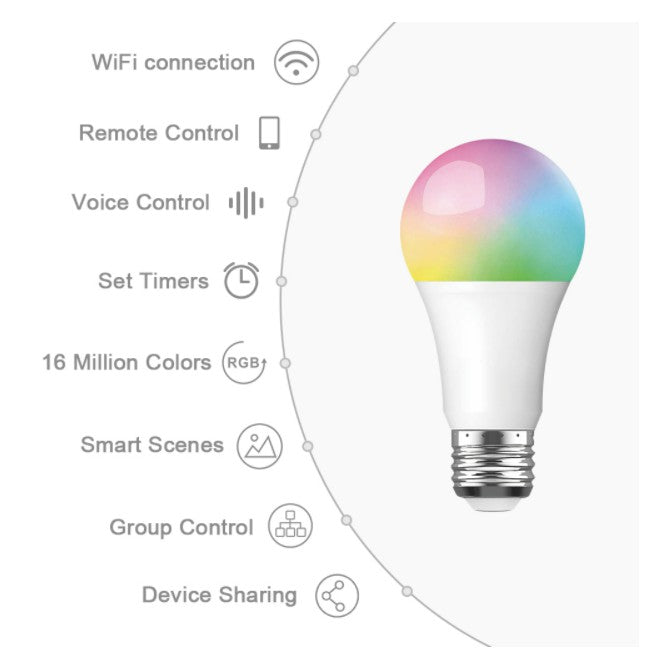 [SG Stock] TML E27 WIFI Smart LED Bulb RGB + W Dimmable 9W Works with Google Home Amazon Alexa