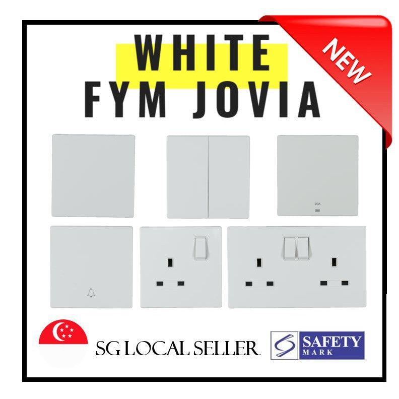 FYM Jovia Matt Black Grey White Frameless Switch Socket 1G 2G 3G 4G 1Way 2Way Single Double Door Bell 20A Heater TML