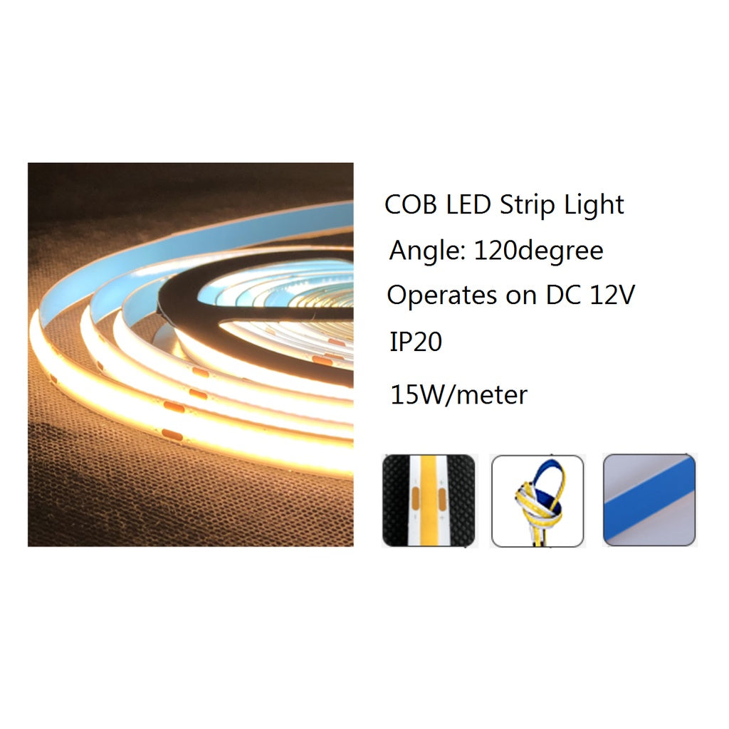 Tri-tone COB LED Strip Light 3tone Dimmable 5meters