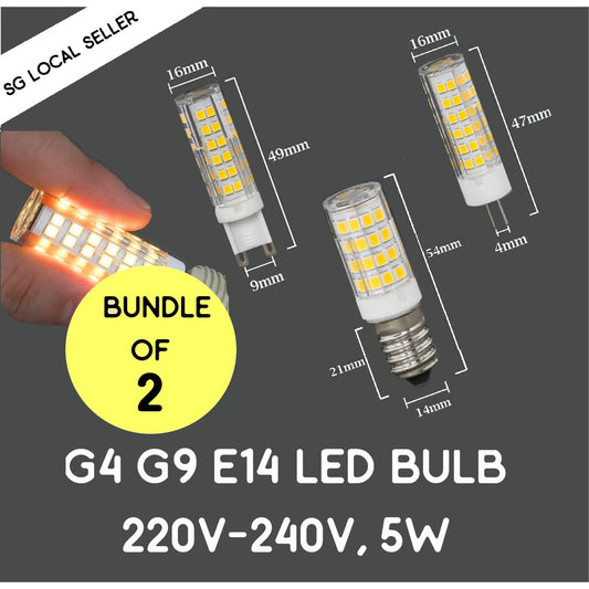 [SG Local Seller] [Bundle of 2] G4 G9 E14 LED Bulb 5W 220V-240V