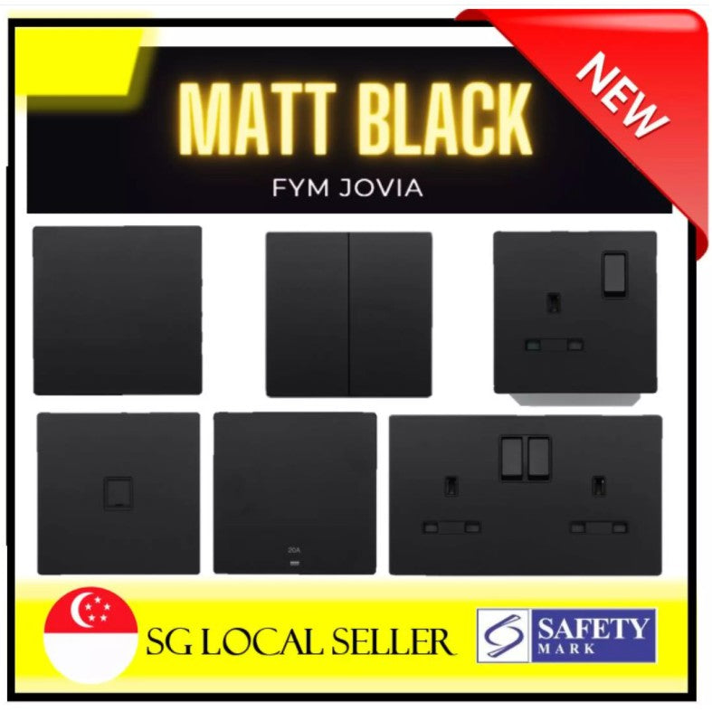 FYM Jovia White Grey Matt Black Frameless Switch Socket 1G 2G 3G 4G 1Way 2Way Single Double Door Bell 20A Heater TML