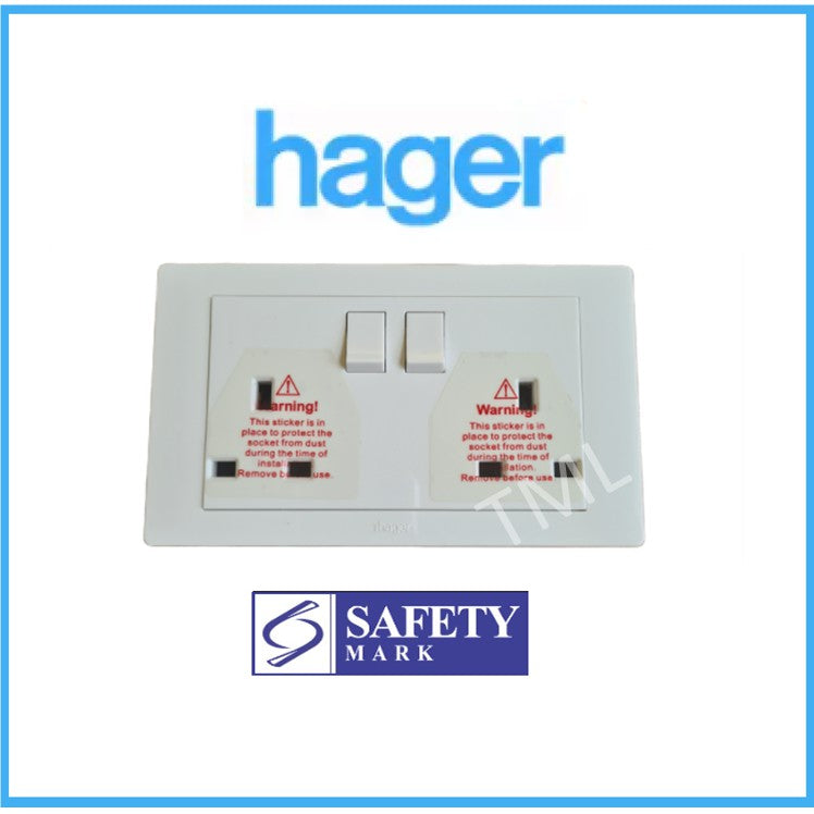 Hager MUSE 13A Single Double Socket Outlet 1x13A 2x13A