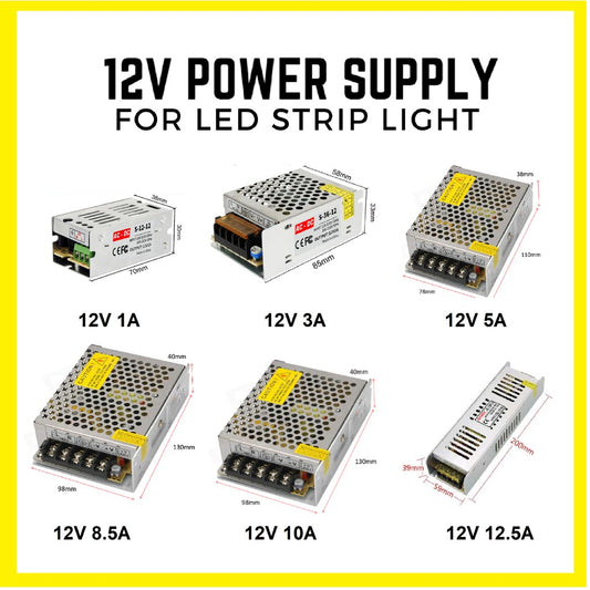 Power Supply Striplight LED Driver 12V 1A 3A 5A 8.5A 10A 12.5A 16.5A 30A 12W 36W 60W 100W 120W 150W 200W 360W