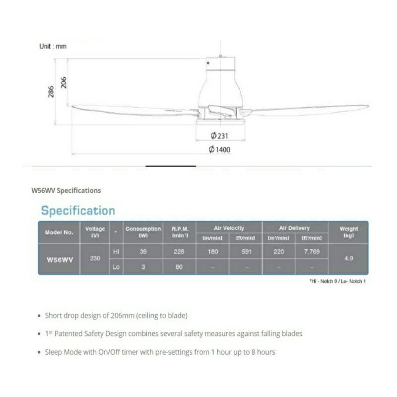 KDK W56WV DC Ceiling Fan