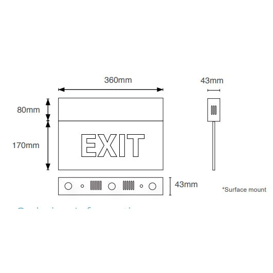 Denko EmEX LED Slim Emergency Exit Sign Single Sided TML