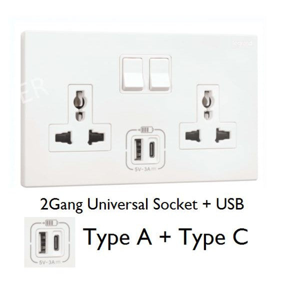 Legrand Galion Socket with USB Champagne Rose Gold Dark Silver White Matt Black