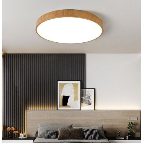 TML 24W 36W Nordic Minimal LED Ceiling Light Wood Laminate Frame Daylight Warm White Tritone Macaron