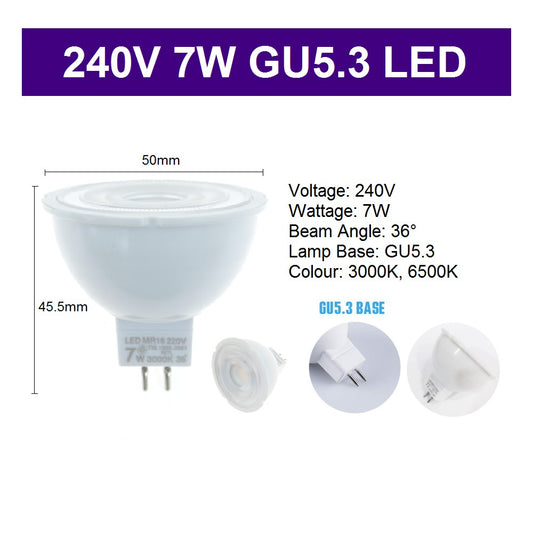 [Bundle of 4] 7W 220V-240V Direct MR16 GU5.3 LED Bulb (3000K 6500K)