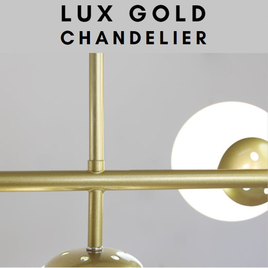 Nordic LUX Gold Globe Linear Chandelier Pendant Light Tri-tone for Dining Island E27