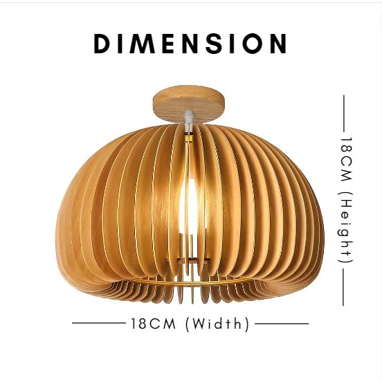 Nordic Wood Pumpkin Ceiling Light Corridor Japanese Style TML