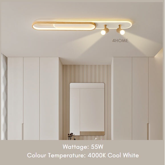 Nordic Japanese Wood Linear Spotlight Rectangular Long Ceiling Light Cool White Corridor Bathroom Kitchen TML