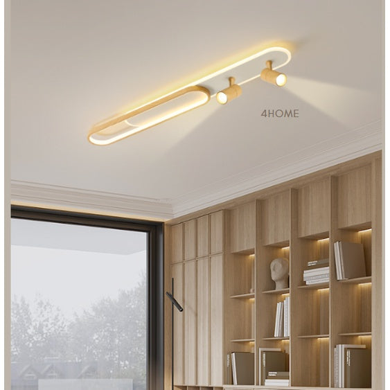 Nordic Japanese Wood Linear Spotlight Rectangular Long Ceiling Light Cool White Corridor Bathroom Kitchen TML