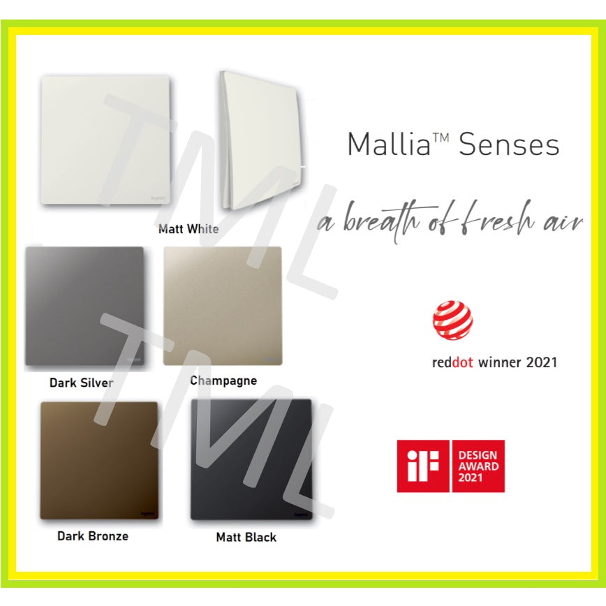 Legrand Mallia Senses Switch Socket Designer Matt Black Silver Champagne TML