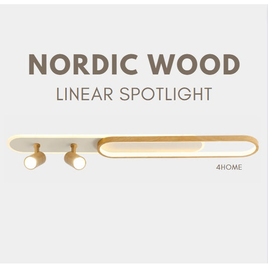 Nordic Japanese Wood Linear Spotlight Rectangular Long Ceiling Light Cool White Corridor Bathroom Kitchen TML