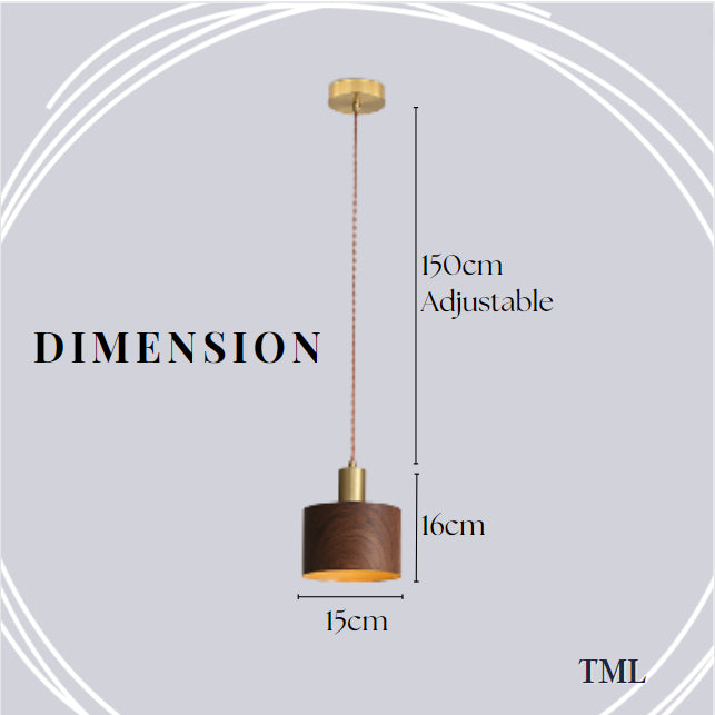 Premium Wooden Print Japanese Design E27 Pendant Light TML