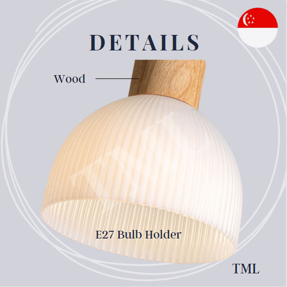 Linear Wood Japanese Design 3Head Pendant Light Dining Island TML