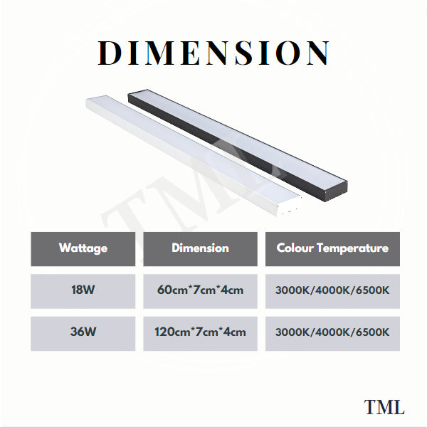 Premium Black White Linear Light Pendant and Surface Mount Type TML