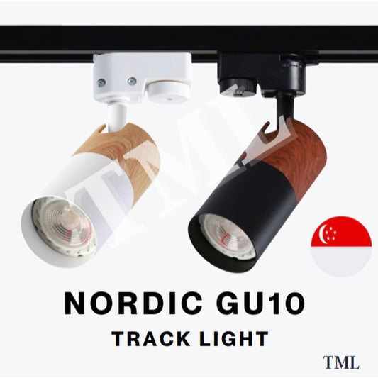 [SG Seller] Nordic Wood Design LED Track Light GU10 LED Bulb Holder TML