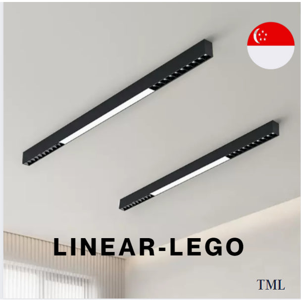 Premium Matt Black Linear Lego Surface Ceiling Light 30W Dining Island Study Kitchen TML