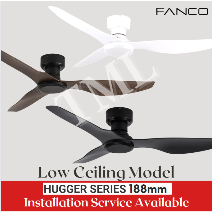 Fanco Hugger Ceiling Fan 48" Low Ceiling 188 mm Short Fan Height for BTO Condo TML