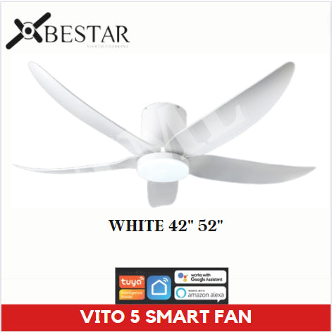 BESTAR Smart Hugger Wifi Controlled Ceiling Fan VITO 5 DC Motor 42" 52" 3blades low ceiling