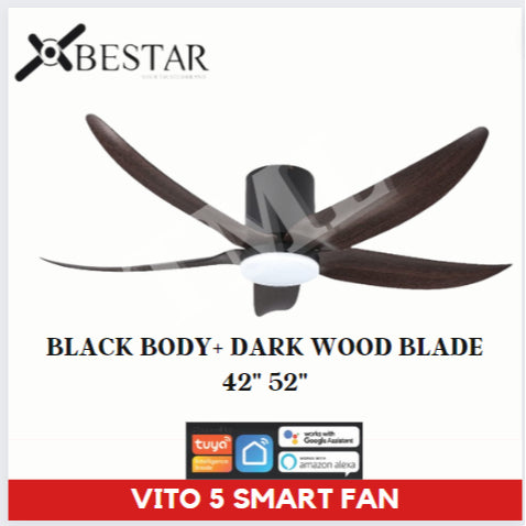 BESTAR Smart Hugger Wifi Controlled Ceiling Fan VITO 5 DC Motor 42" 52" 3blades low ceiling