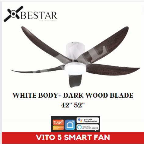 BESTAR Smart Hugger Wifi Controlled Ceiling Fan VITO 5 DC Motor 42" 52" 3blades low ceiling