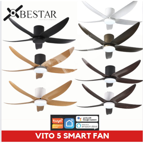 BESTAR Smart Hugger Wifi Controlled Ceiling Fan VITO 5 DC Motor 42" 52" 3blades low ceiling