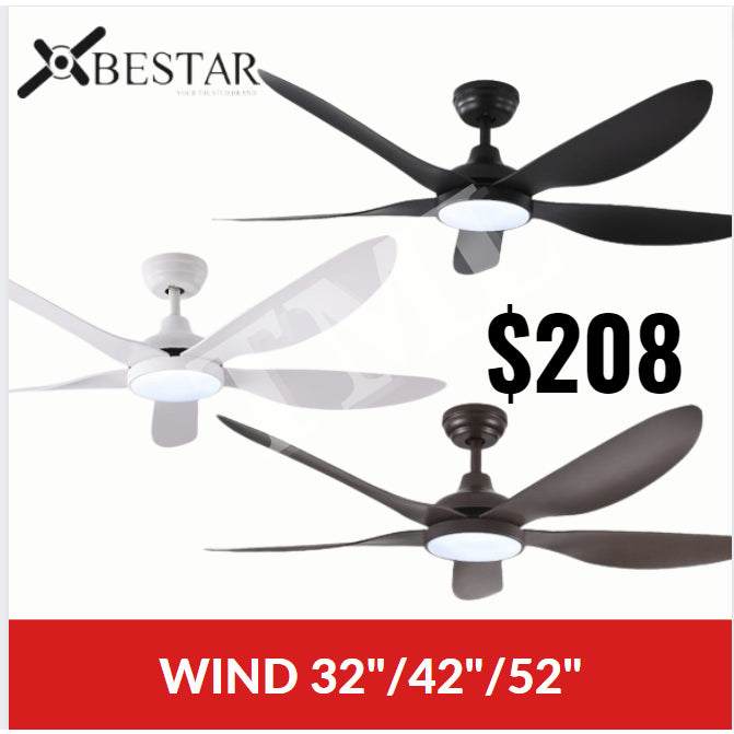 BESTAR Wind Ceiling Fan 5blades DC Motor 32" 42" 52"