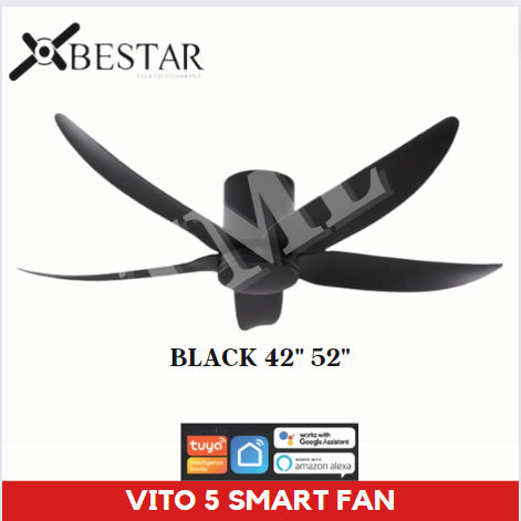 BESTAR Smart Hugger Wifi Controlled Ceiling Fan VITO 5 DC Motor 42" 52" 3blades low ceiling