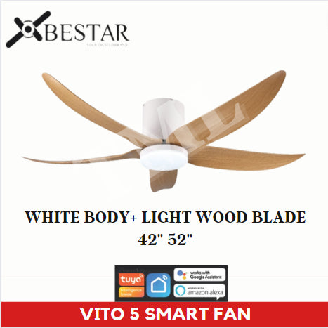 BESTAR Smart Hugger Wifi Controlled Ceiling Fan VITO 5 DC Motor 42" 52" 3blades low ceiling