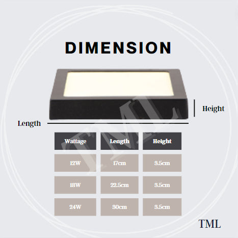 Premium LED Ceiling Light 12W 18W 24W Surface Mounted Downlight Surface Panel Light Metal Rim Light Safety Mark TML