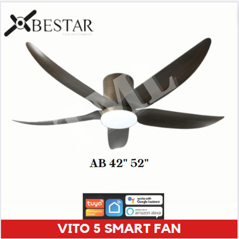 BESTAR Smart Hugger Wifi Controlled Ceiling Fan VITO 5 DC Motor 42" 52" 3blades low ceiling