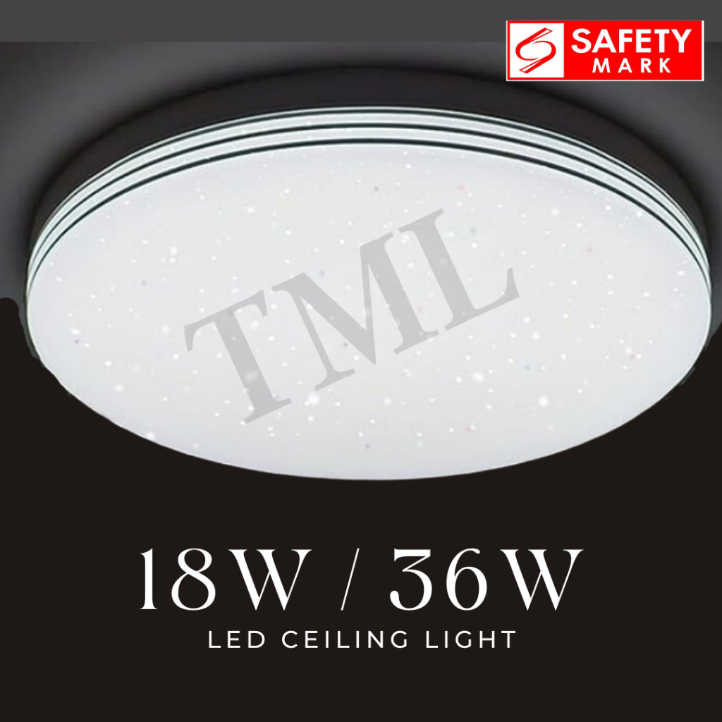 TML LED Ceiling Light Dimmable Glittering Effect SG Safety Mark 18W 36W Shimmering Surface Panel Dimmable Daylight