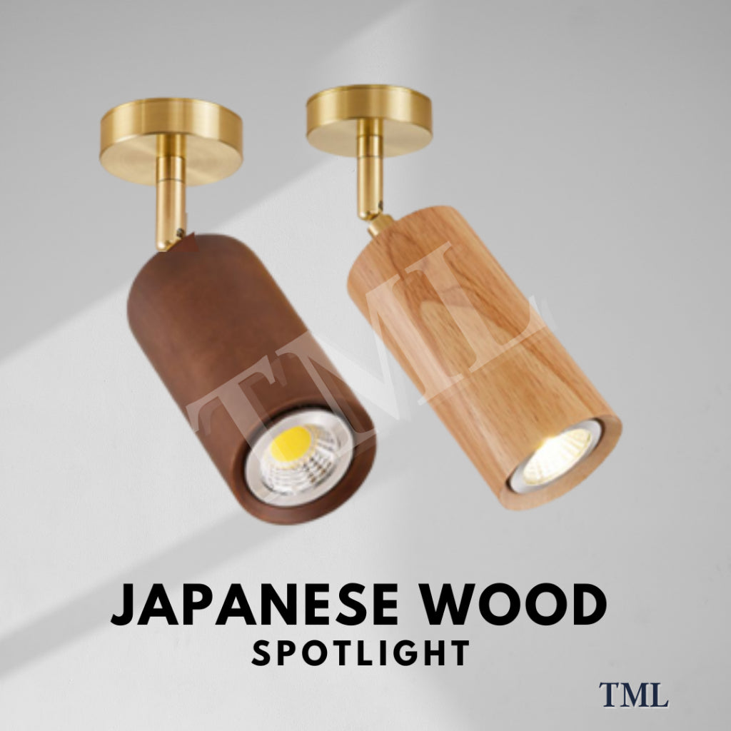 Premium Japanese Wood Spotlight Wall Light Bedside 7W Tri-tone