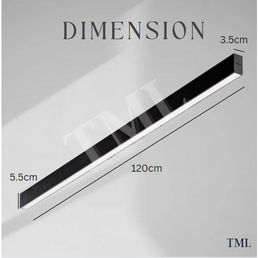 Black Slim Linear Rectangular Long Ceiling Light Tri-tone Corridor Island TML