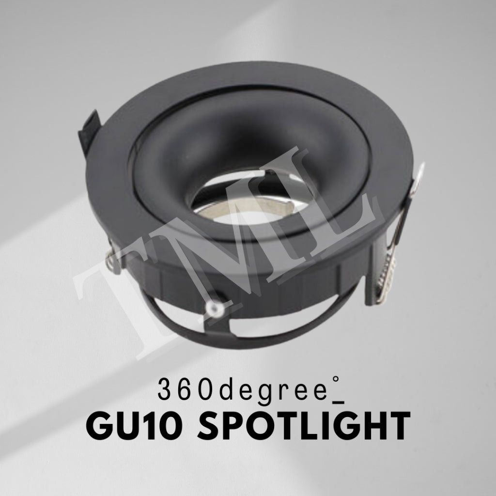 Premium 360 degree GU10 Spotlight Recessed Downlight Black White Dual Axis TML