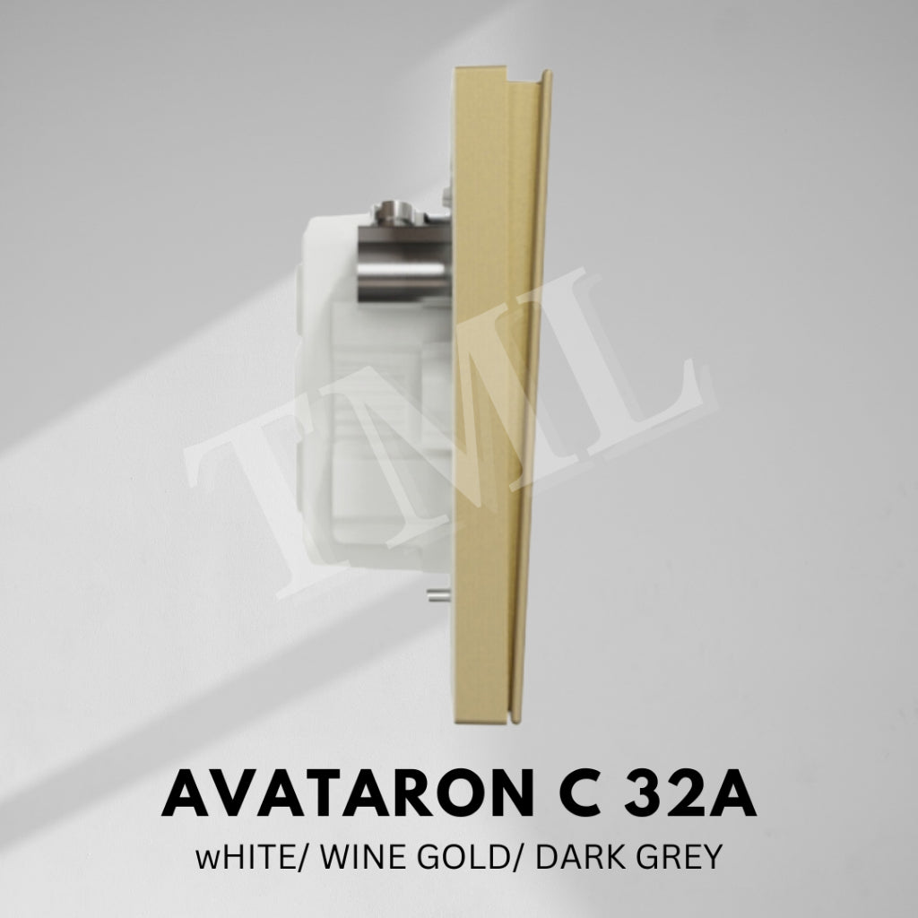 Schneider Avataron C 32A Double Pole Switch White Wine Gold Dark Grey with LED