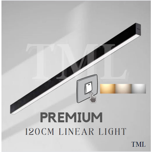 Black Slim Linear Rectangular Long Ceiling Light Tri-tone Corridor Island TML