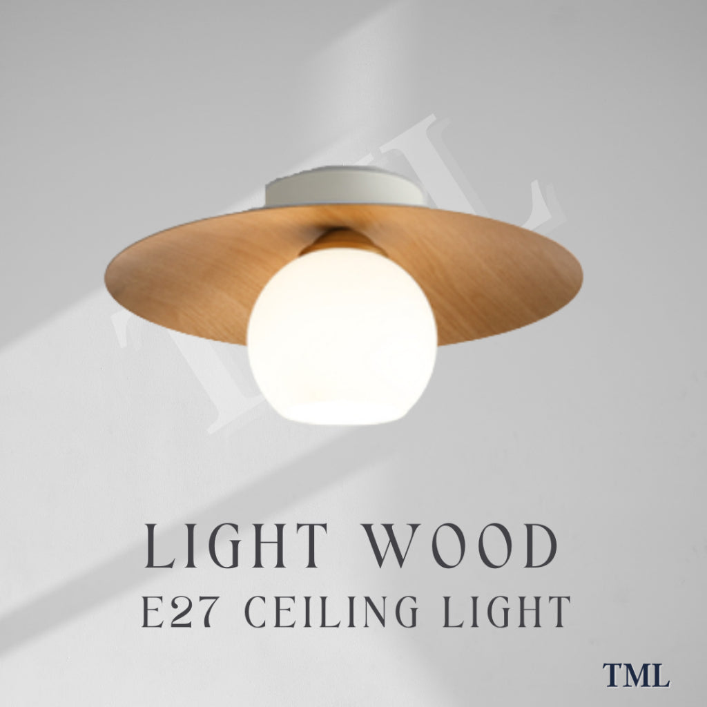 Retro Japanese Light Wood Dark Wood Saturn Globe E27 Bulb Ceiling Light Corridor Small Area TML