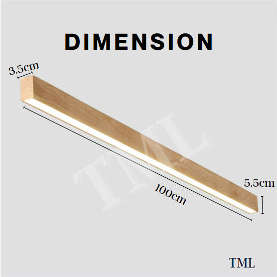 Premium Linear Dark Wood Light Wood Laminate Surface Ceiling Light Long TML