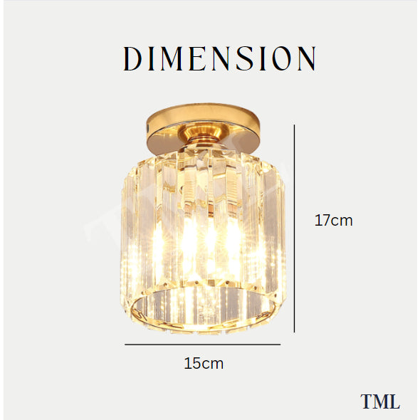 Crystal Gold Glass Like Acrylic Cylindrical Surface Downlight Ceiling Light Hallway Corridor Small Area TML